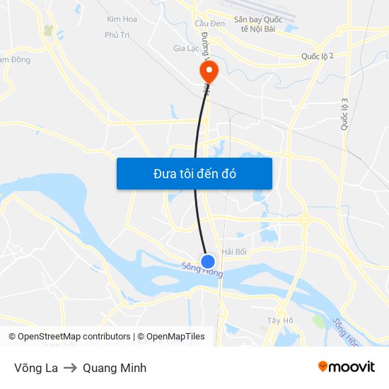 Võng La to Quang Minh map