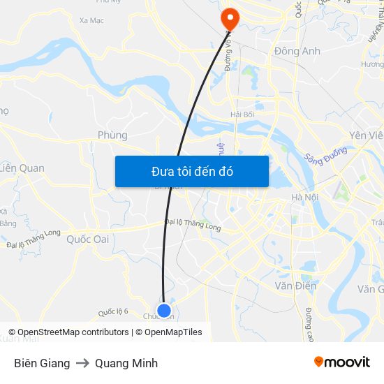 Biên Giang to Quang Minh map