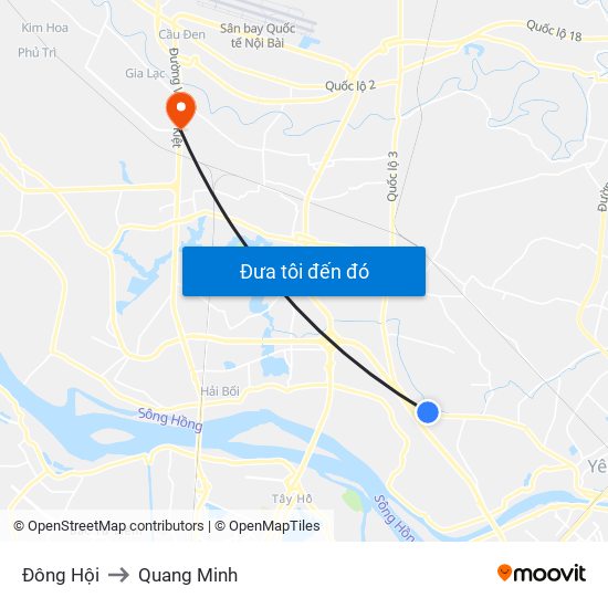 Đông Hội to Quang Minh map