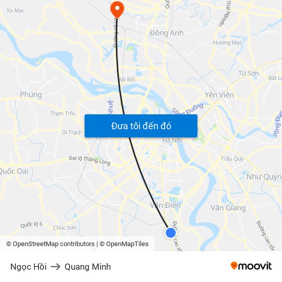 Ngọc Hồi to Quang Minh map