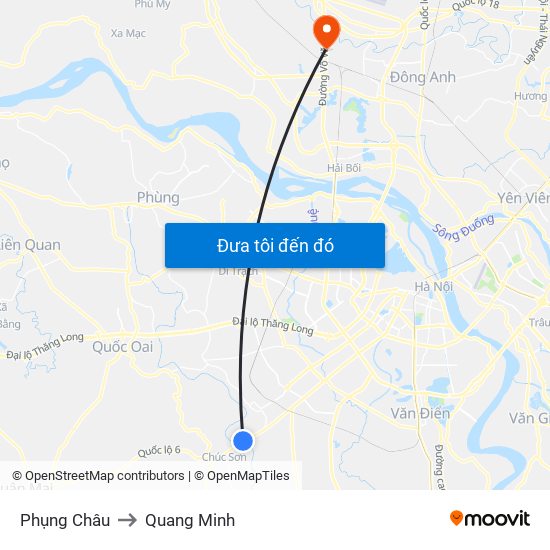 Phụng Châu to Quang Minh map