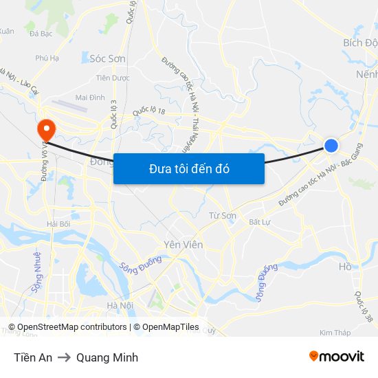 Tiền An to Quang Minh map