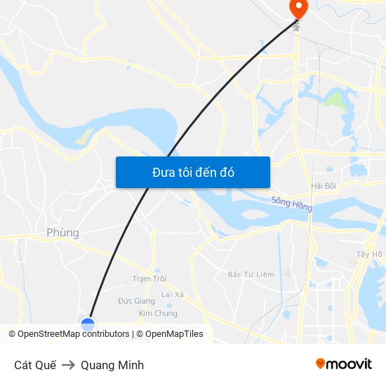 Cát Quế to Quang Minh map