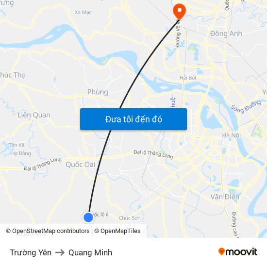 Trường Yên to Quang Minh map