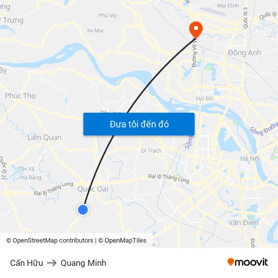 Cấn Hữu to Quang Minh map