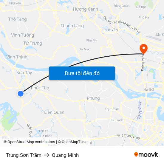 Trung Sơn Trầm to Quang Minh map