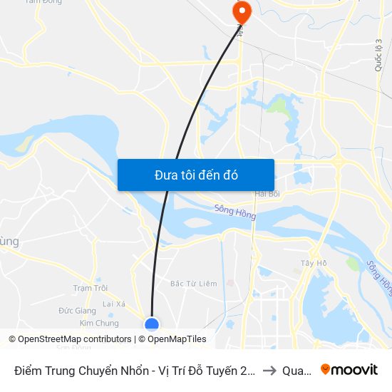 Điểm Trung Chuyển Nhổn - Vị Trí Đỗ Tuyến 20, 29, 32 (Chiều Sơn Tây - Hà Nội)- Đường 32 to Quang Minh map