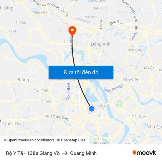 Bộ Y Tế - 138a Giảng Võ to Quang Minh map