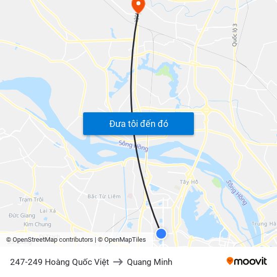 247-249 Hoàng Quốc Việt to Quang Minh map