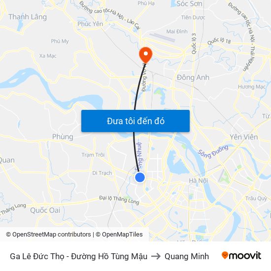 Ga Lê Đức Thọ - Đường Hồ Tùng Mậu to Quang Minh map