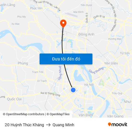 20 Huỳnh Thúc Kháng to Quang Minh map