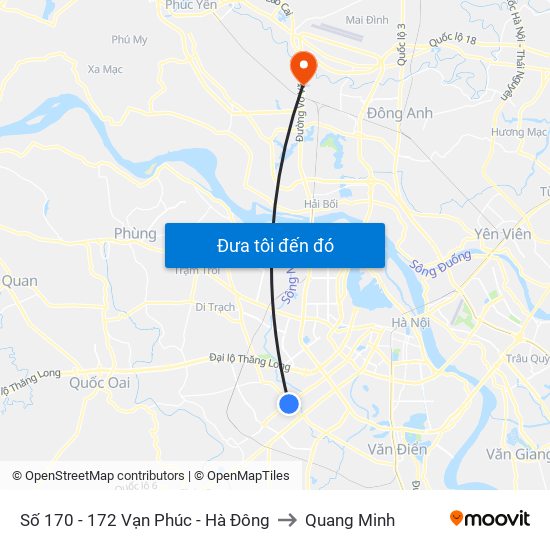 Số 170 - 172 Vạn Phúc - Hà Đông to Quang Minh map