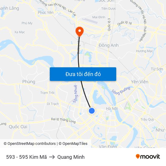 593 - 595 Kim Mã to Quang Minh map