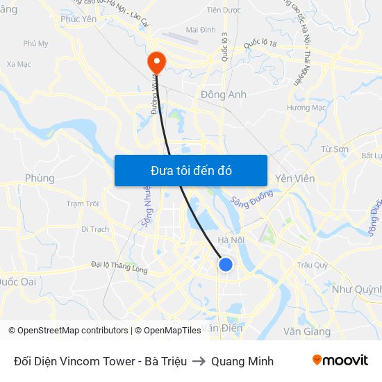Đối Diện Vincom Tower - Bà Triệu to Quang Minh map