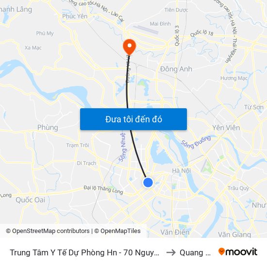 Trung Tâm Y Tế Dự Phòng Hn - 70 Nguyễn Chí Thanh to Quang Minh map