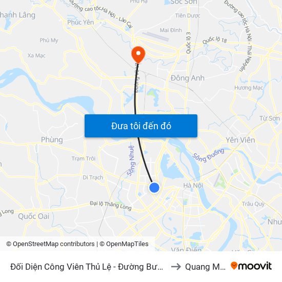 Đối Diện Công Viên Thủ Lệ - Đường Bưởi Dưới to Quang Minh map