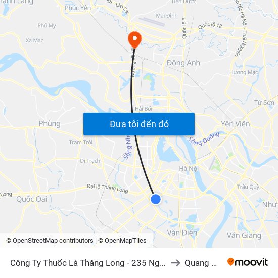 Công Ty Thuốc Lá Thăng Long - 235 Nguyễn Trãi to Quang Minh map