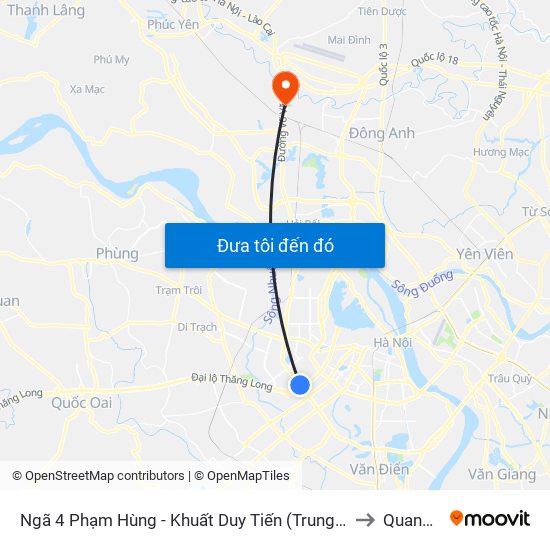 Ngã 4 Phạm Hùng - Khuất Duy Tiến (Trung Tâm Hội Nghị Quốc Gia) to Quang Minh map