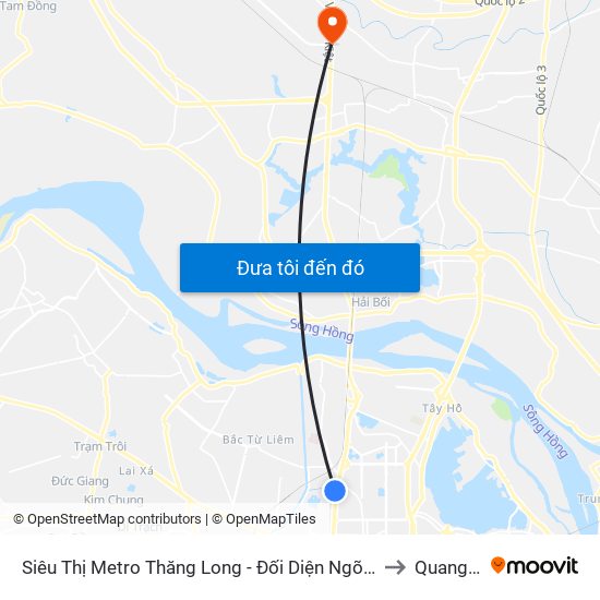 Siêu Thị Metro Thăng Long - Đối Diện Ngõ 599 Phạm Văn Đồng to Quang Minh map
