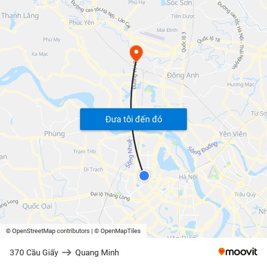 370 Cầu Giấy to Quang Minh map