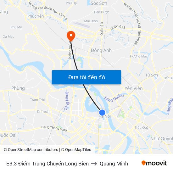 E3.3 Điểm Trung Chuyển Long Biên to Quang Minh map