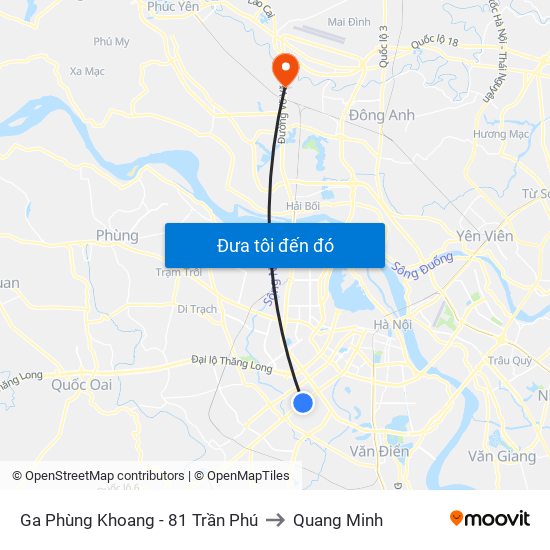 Ga Phùng Khoang - 81 Trần Phú to Quang Minh map