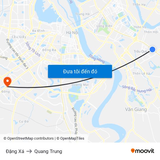 Đặng Xá to Quang Trung map