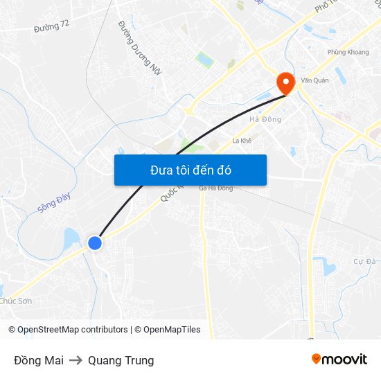 Đồng Mai to Quang Trung map
