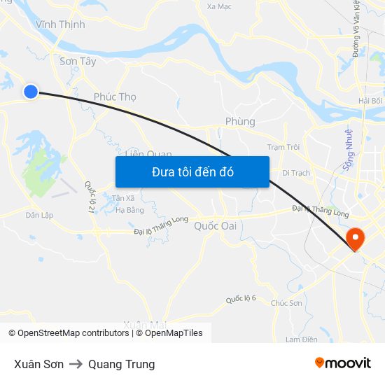 Xuân Sơn to Quang Trung map