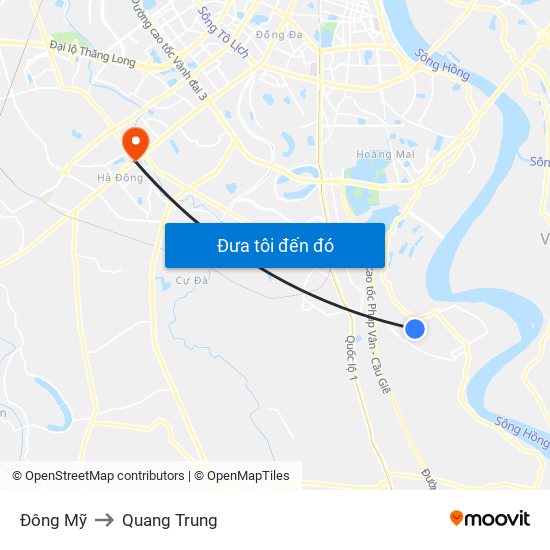 Đông Mỹ to Quang Trung map