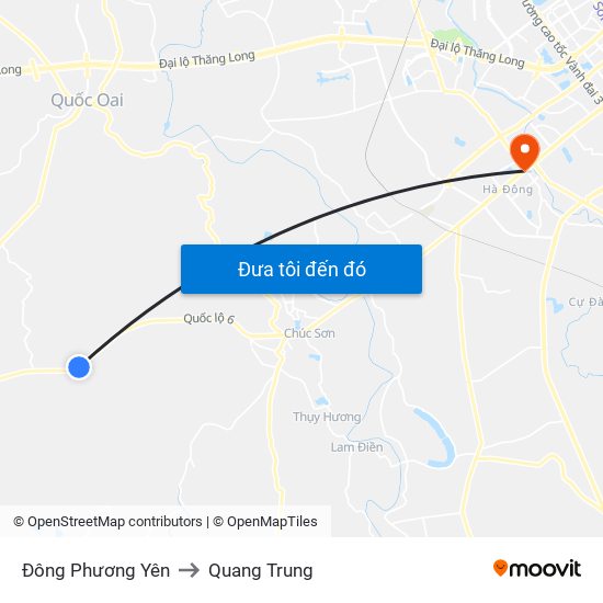 Đông Phương Yên to Quang Trung map