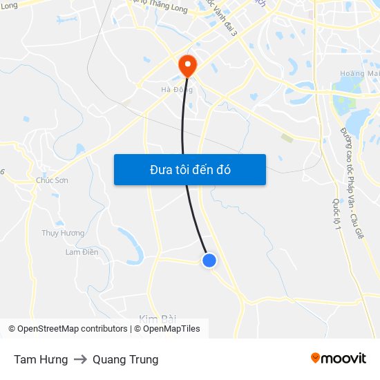 Tam Hưng to Quang Trung map