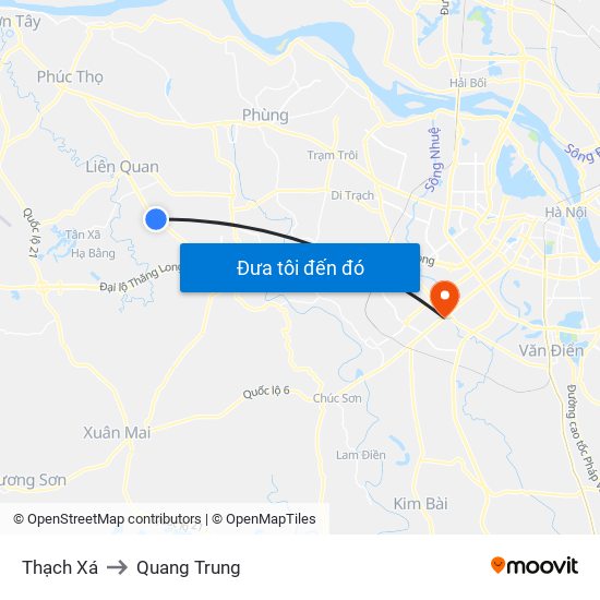 Thạch Xá to Quang Trung map