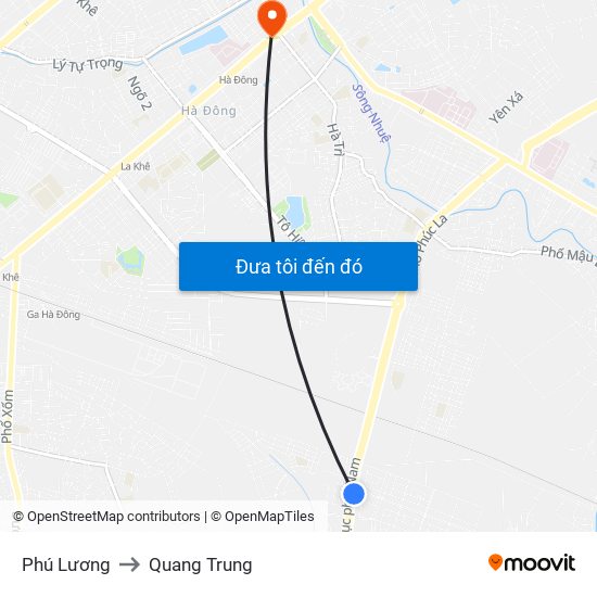 Phú Lương to Quang Trung map