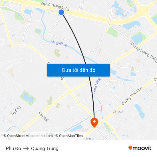 Phú Đô to Quang Trung map