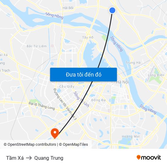 Tầm Xá to Quang Trung map
