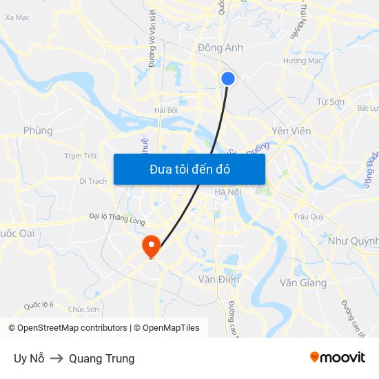 Uy Nỗ to Quang Trung map