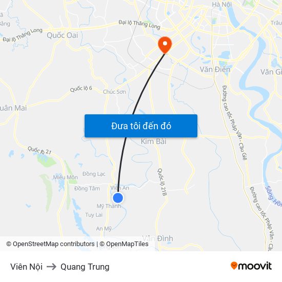 Viên Nội to Quang Trung map