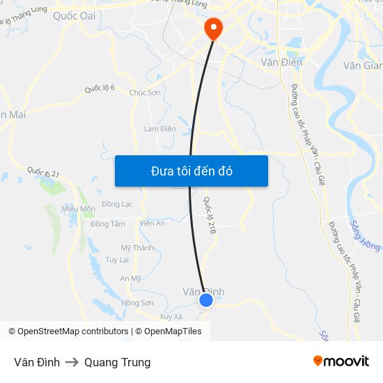 Vân Đình to Quang Trung map