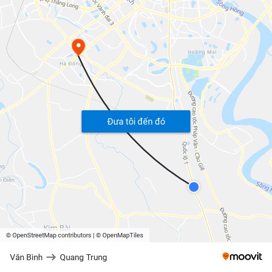 Văn Bình to Quang Trung map