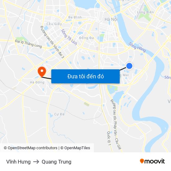 Vĩnh Hưng to Quang Trung map