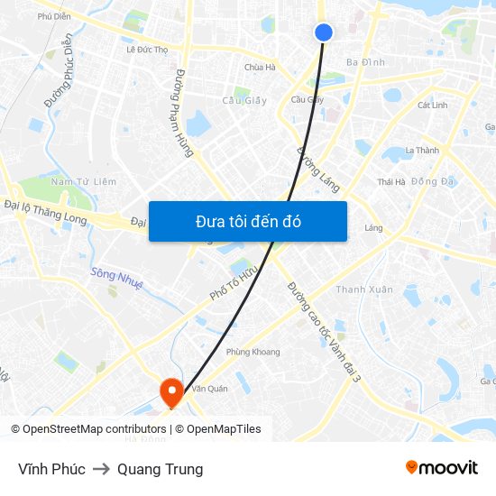 Vĩnh Phúc to Quang Trung map