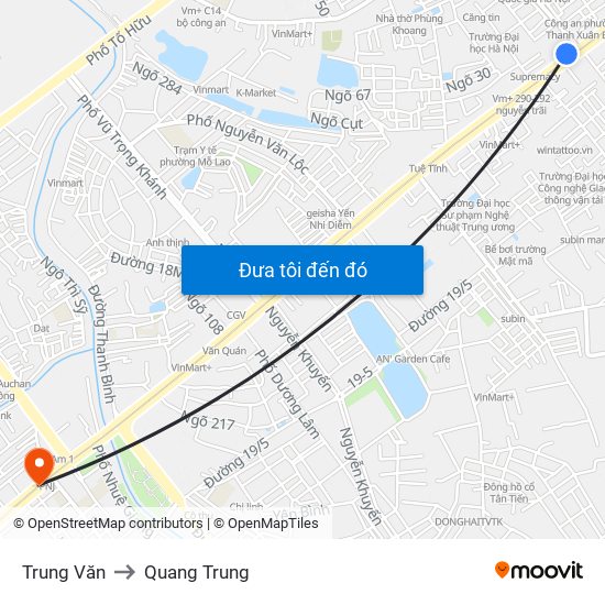 Trung Văn to Quang Trung map
