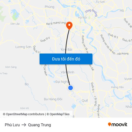 Phù Lưu to Quang Trung map