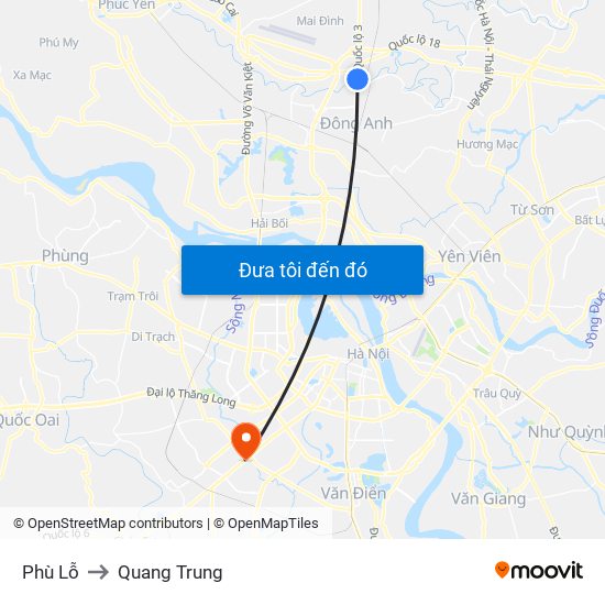 Phù Lỗ to Quang Trung map