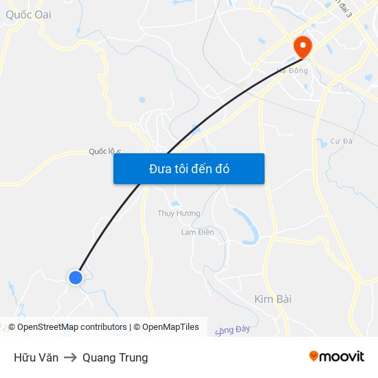 Hữu Văn to Quang Trung map