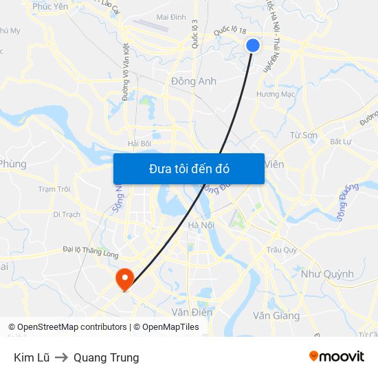 Kim Lũ to Quang Trung map