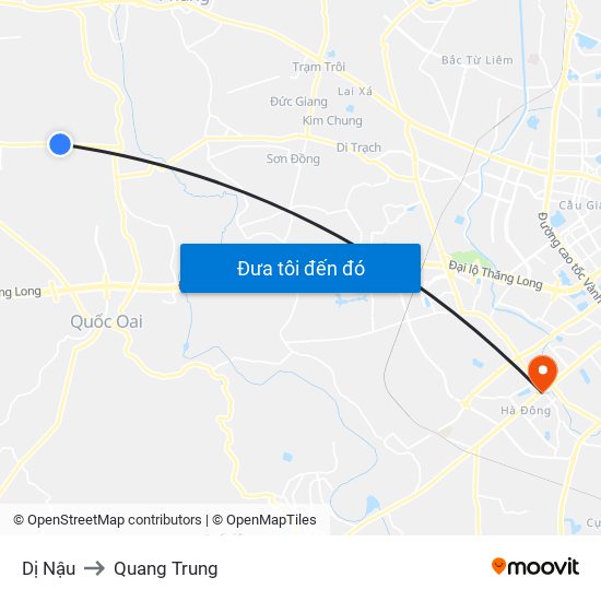 Dị Nậu to Quang Trung map