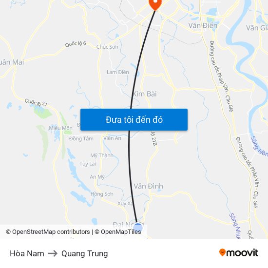 Hòa Nam to Quang Trung map