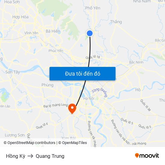 Hồng Kỳ to Quang Trung map